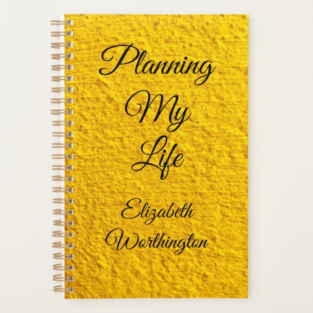 Agenda Planejando minha vida Amarelo Texturizado Personal (Frente)