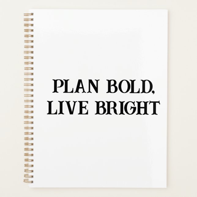 Agenda Planejar Bold Live Bright Motivational Women's Pla (Frente)