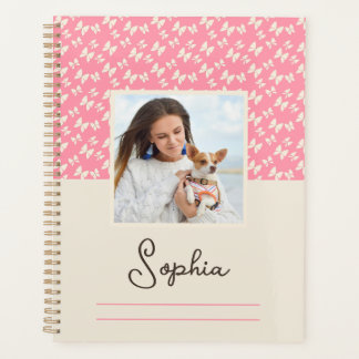 Agenda Planejar com borboletas e fotos.