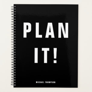 Agenda Planeje! Minimalista monocromático preto
