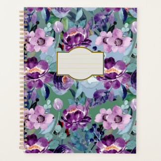 Agenda planificador floral elegante de cor d'água colorid