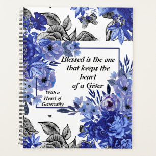 Agenda Planilha de Negra/Azul Floral para Cores de Água