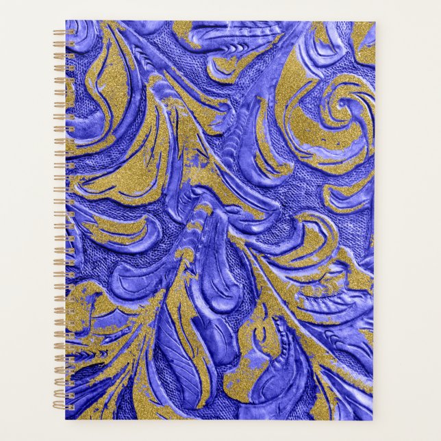 Agenda Planner Azul Emboscada de Textura da Carteira de C (Frente)