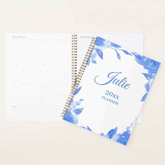Agenda Planner Azul Floral (Exibição)