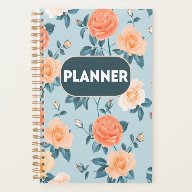 Agenda Planner com cobrir floral (Frente)