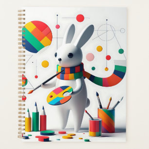 Agenda Planner com um charmoso coelho branco