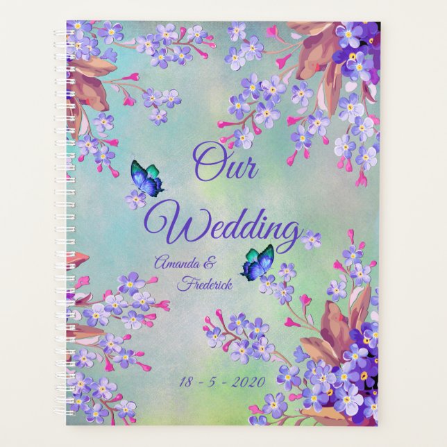 Agenda Planner de Casamento da Flor da Lavanda Lilac (Frente)