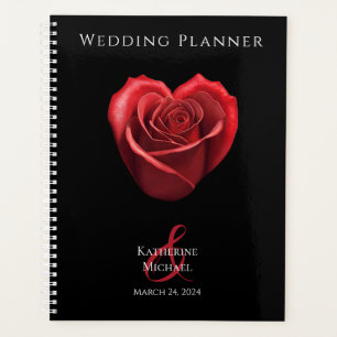 Agenda Planner de Casamento de Rosa vermelha em Forma de 
