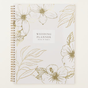 Agenda Planner de casamento floral da arte do ouro