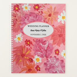 Agenda Planner de Casamento Floral de Rosa Sunset