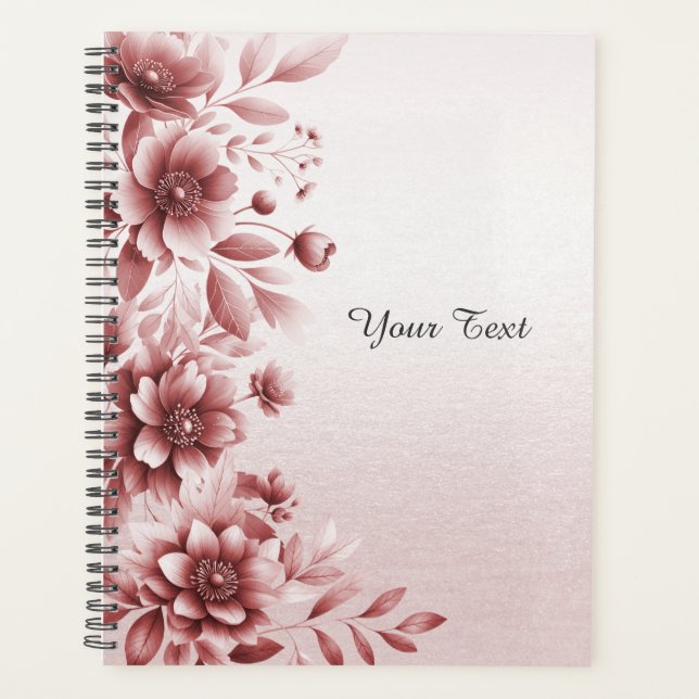 Agenda Planner de Casamento Floral Dusty Rosa (Frente)