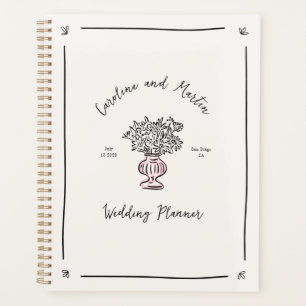 Agenda Planner De Casamento Floral Vase Pintado À Mão