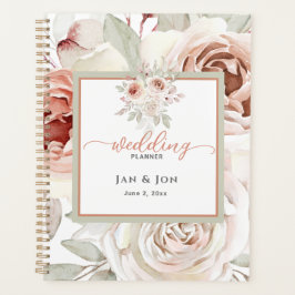 Agenda Planner de Casamento Romântico de Pastel Rosa Rosa