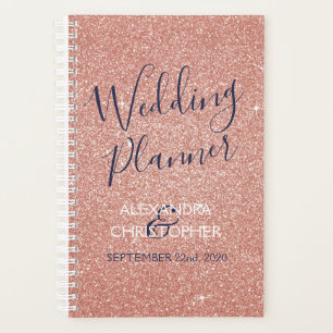 Agenda Planner de Casamento Rosa - Brilhante Dourado Rosa