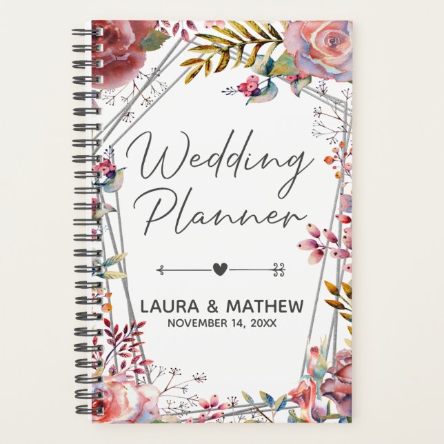 Agenda Planner de Casamento Terrarium Rosa Rosa Rosa Rosa (Frente)
