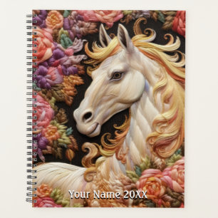 Agenda Planner de Cavalo Branco e Rosas