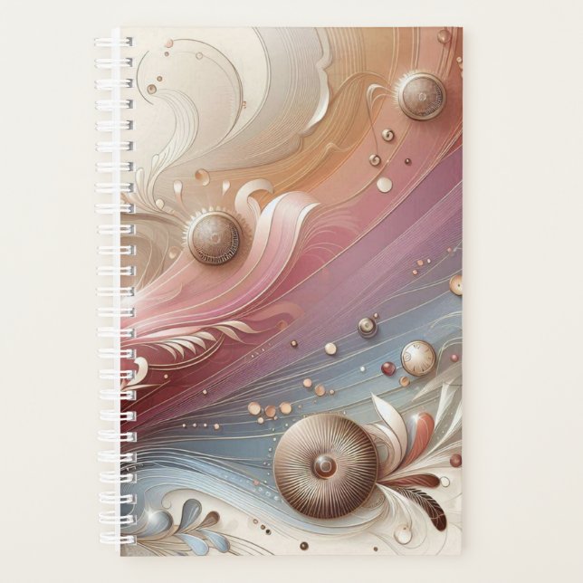 Agenda Planner de Círculos e Penas Elegantes (Frente)