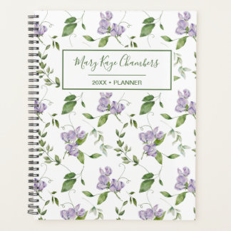 Agenda Planner de Flores de Ervilha Púrpura e Doce