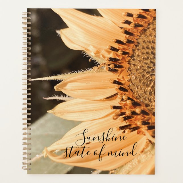 Agenda Planner de girassol de Ouro beijado pelo sol (Frente)