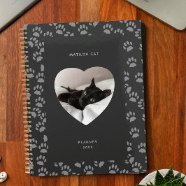 Agenda Planner de Impressão de Cinzas de Coração de Gato