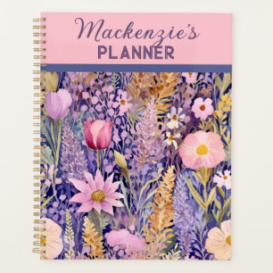 Agenda Planner de Jardins de Flores Puros, Rosa e Amarelo