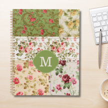 Planner de Monograma Personalizado Patchwork Rose