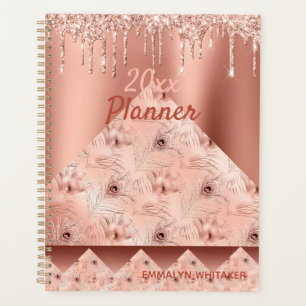 Agenda Planner de nomes geométricos de Rosa Dourada Girl