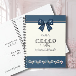 Agenda Planner de Partitura de Cello com Laço Floral da M