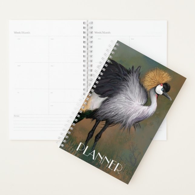 Agenda Planner de pássaros de grua com cinza (Exibição)