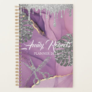 Agenda Planner de Salão de Prata Roxo