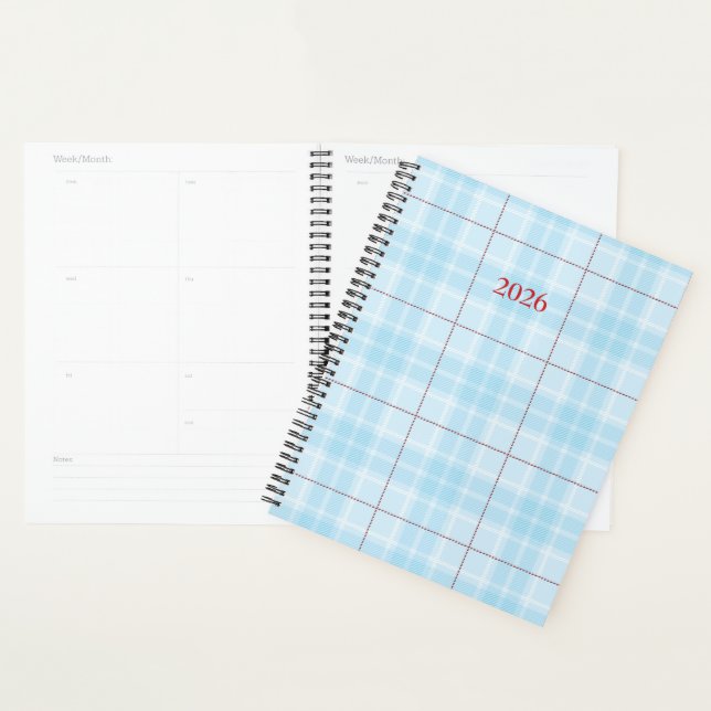 Agenda Planner de Xadrez Azul do Céu Inverno (Exibição)