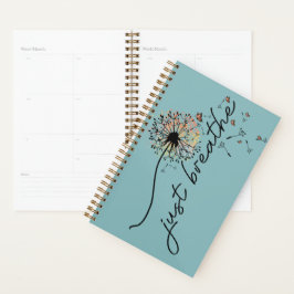 Agenda Planner Diário Teal Blue "just Breathe"