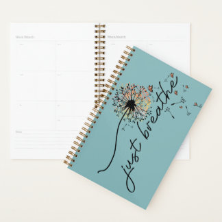 Agenda Planner Diário Teal Blue "just Breathe"