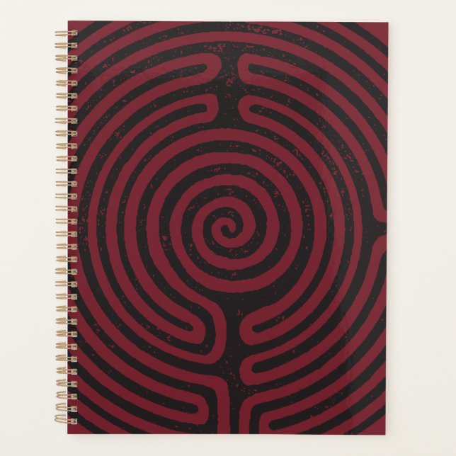 Agenda Planner do Labirinto em Círculo Negro (Marrom) (Frente)