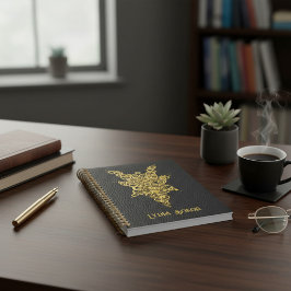 Agenda Planner Dourado e preto de luxo com estrela mecâni