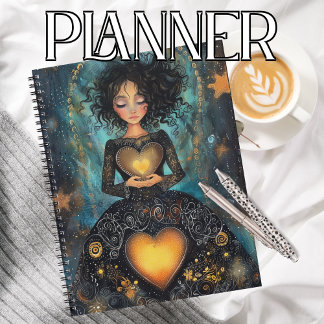 Agenda Planner Dourado e preto entonado