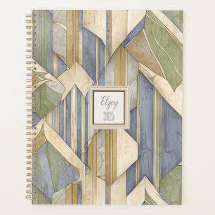 Agenda Planner Dusty Blue and Taupe Stripe Hardcover