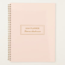 Planner Elegante Blush cor-de-rosa e ouro 2026