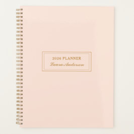Agenda Planner Elegante Blush cor-de-rosa e ouro 2026