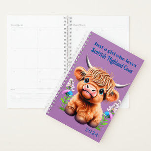 Agenda Planner escocês Highland Cow 2024