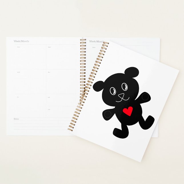 Agenda Planner espiral de amor do Urso Negro (Criador carregado)