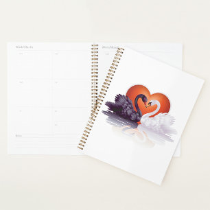 Agenda Planner Espiral De Cisnes Pretas E Brancas