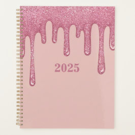 Agenda Planner espiral de Drives de Brilho Rosa 2025