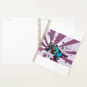 Agenda Planner espiral de guitarra azul
