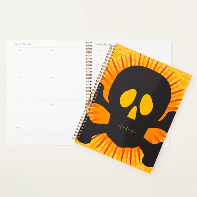 Agenda Planner Espiral Do Crânio Negro E Crossbones (Criador carregado)