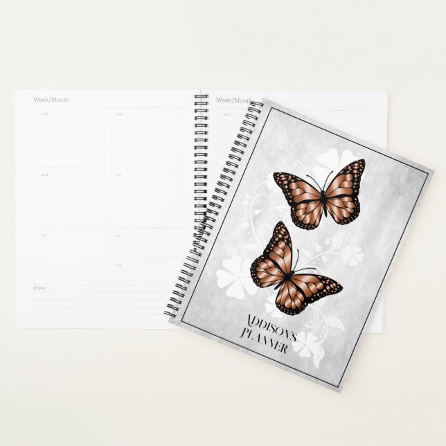 Agenda Planner Floral da Borboleta de Cobre (Exibição)