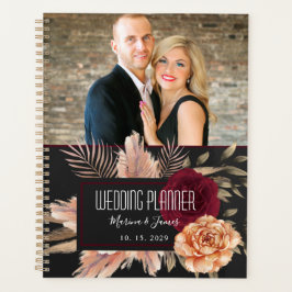 Agenda Planner Floral de Casamento de Fotos Elegante