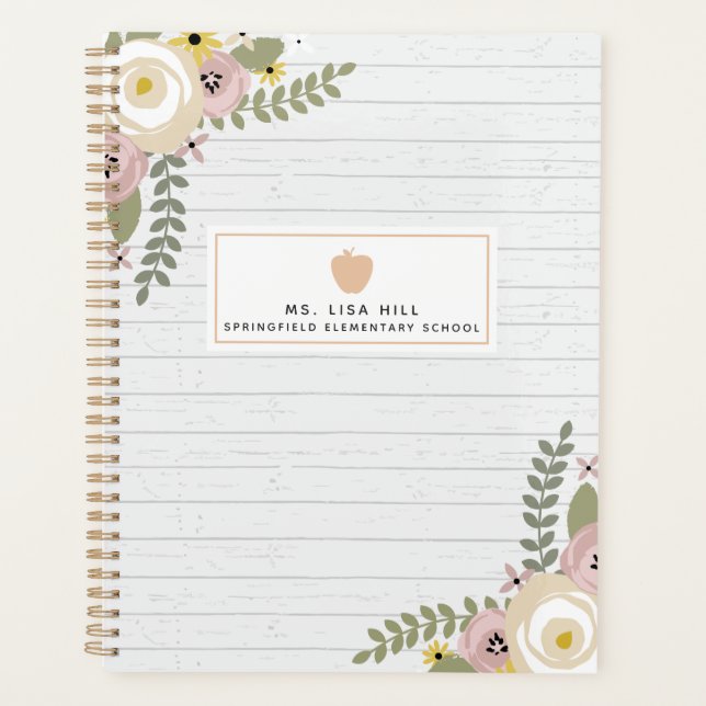 Agenda Planner Floral de Professores de Mão Doente de Mad (Frente)