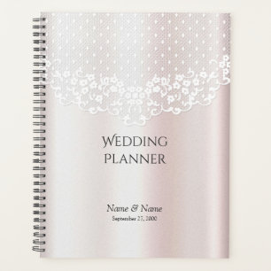 Agenda Planner Floral de rendas brancas elegantes