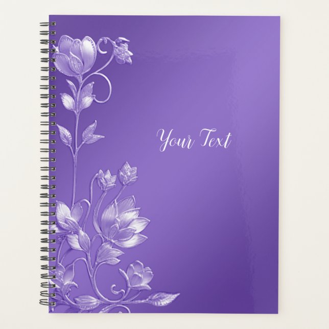 Agenda Planner Floral na moda Purple (Frente)